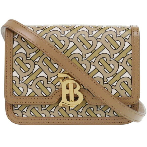 Burberry Handbags - Burberry Monogram Logo Leather Beige Shoulder Bag